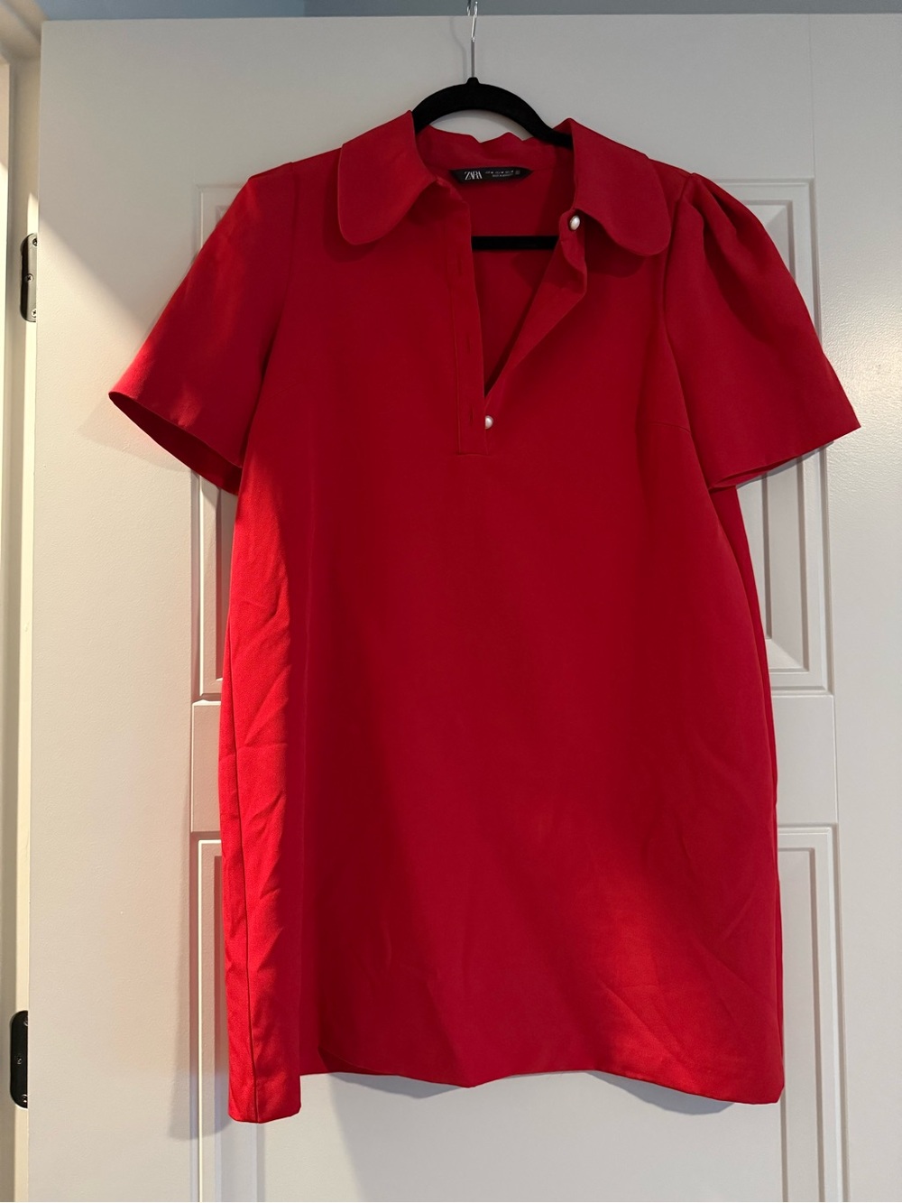 Zara Red Short-Sleeve Polo Dress